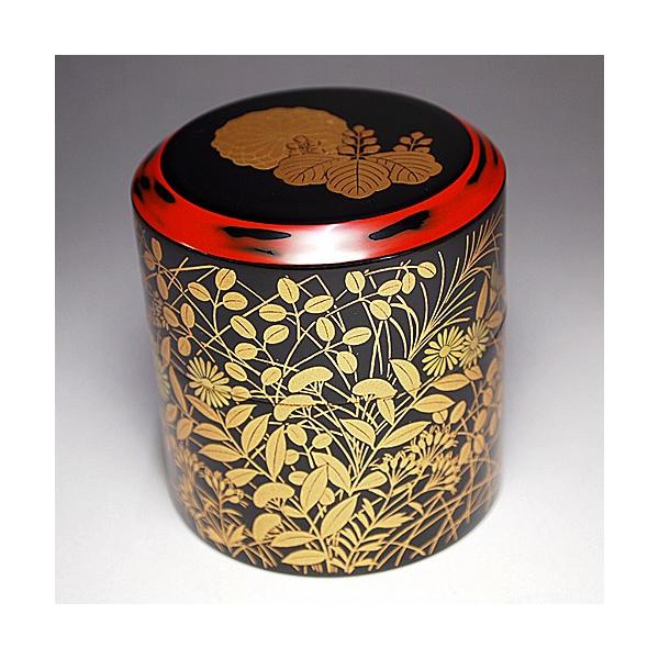 送料無料 (茶道具/茶器/棗) 山中塗 菊桐秋草蒔絵 面中次 和田 送料無料 (茶道具/茶器/棗) 山中塗 菊桐秋草蒔絵 面中次 和田