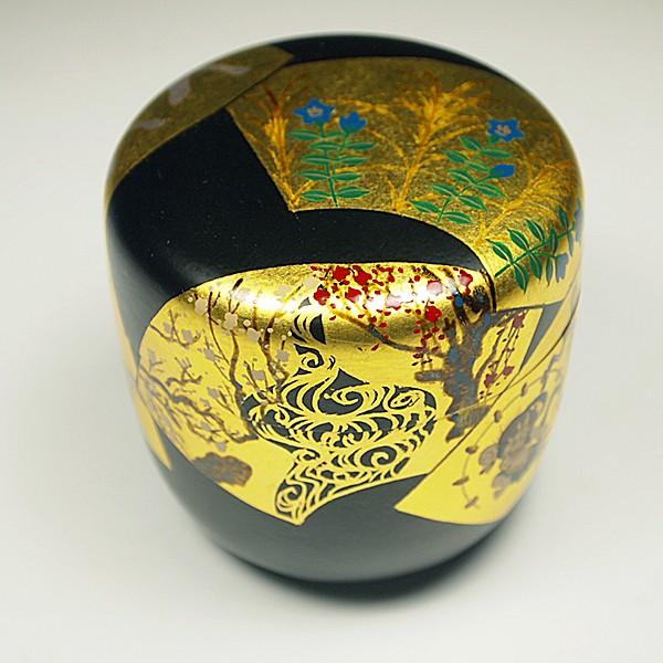 茶道具八橋蒔絵黒内朱中棗