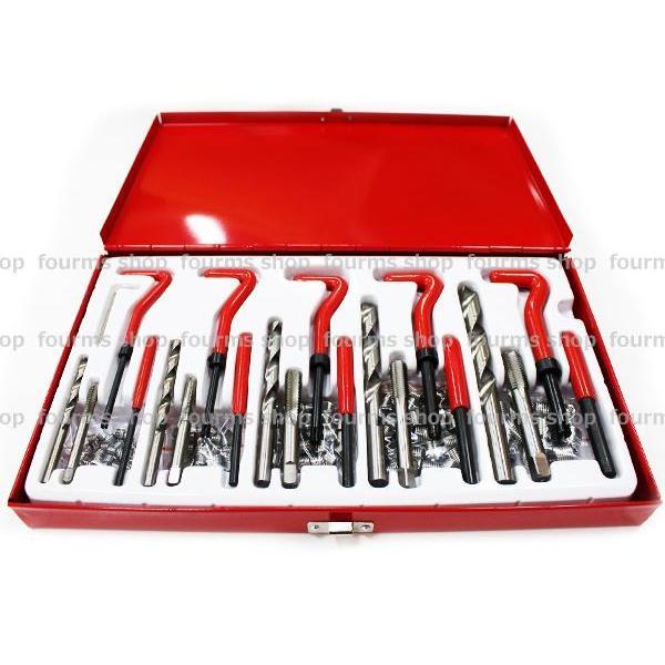 つぶれたネジ穴を再生！131PCS ネジ山修正セットリコイルヘリサートキットです。ネジ穴がバカになってしまっても、このキットで再生可能。ボルトの締め過ぎなどによっておきてしまうネジ穴の潰れも、このキット1つで様々なサイズに対処できます！■セ...