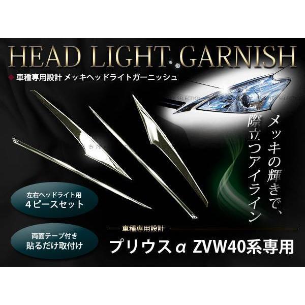 40系プリウスα ヘッドライト メッキ トリム カバー ステンレス