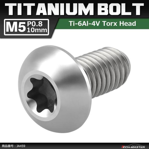64チタンボルト M5×10mm P0.8 トラスヘッド トルクス穴付き ボタンボルト シルバーカラー 素地 1個 JA459