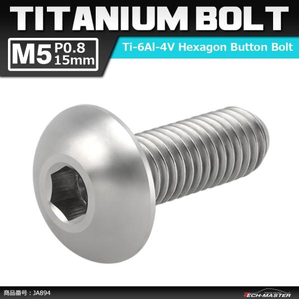 64チタンボルト M5×15mm P0.8 トラスヘッド 六角穴付き シルバーカラー 1個 JA894