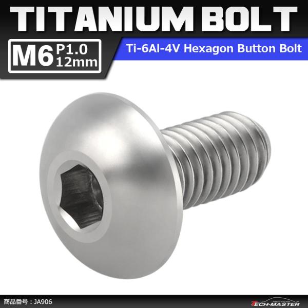 64チタンボルト M6×12mm P1.0 トラスヘッド 六角穴付き シルバーカラー 1個 JA906
