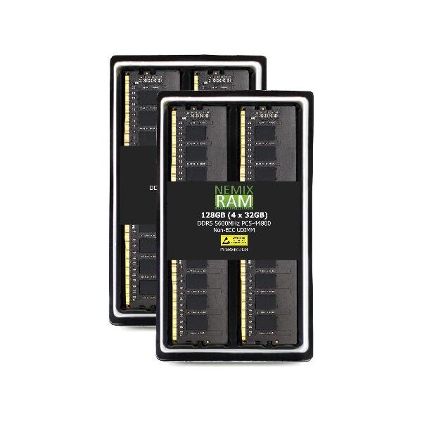 NEMIX RAM 128GB (4X32GB) DDR5 5600MHZ PC5-44800 2Rx8 1.1V CL46 288