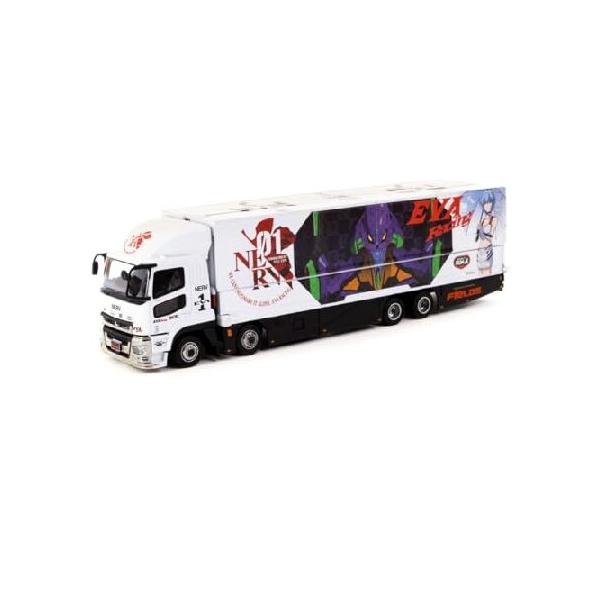 1/64 Tarmac Works Fuso Truck with Transporter White Graphics EVA