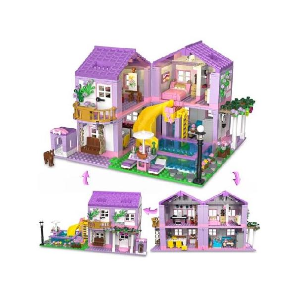 Purple Girls Summer Villa Friends Building Set Compatible with Lego 3 in 1 Friends Construction Educational Toy for Kids Age 8-12 and Up 1081 PCS