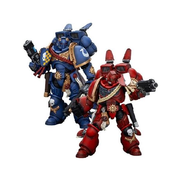 JOYTOY Warhammer 40K 1/18 Action Figures Blood Angels Captain with Jump Pack Ultramarines Captain with Jump Pack 2PCS Model Collection
