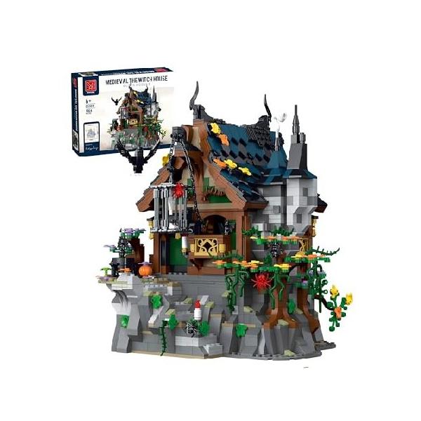 Nayihoop Medieval the Witch Hut Building Sets Collectible Model for Adults, Compatible with Lego Mystery Architecture House Halloween Home Office Deco