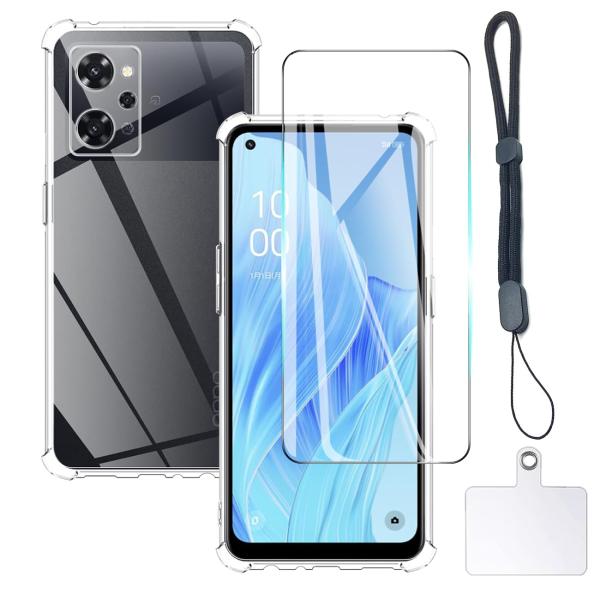 OPPO Reno9 A ケース クリア ケース OPPO Reno9 A カバー TPU 保護ケース カバー背面 + OPPO Reno9 A ガラスフィルム OPPO Reno 9 A フィルム フィルム OPPO Reno 9A 強化...