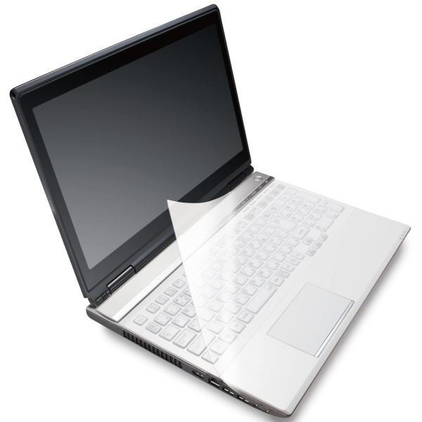 他サイト： エレコム キーボードカバー フリータイプ 大型ノートサイズ PKU-FREE4 シリコーン 透明の商品画像