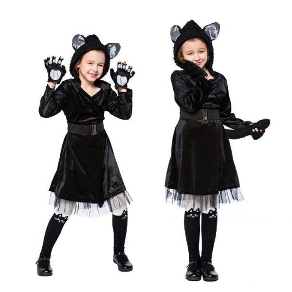ハロウィン 衣装 キャットウーマン 黒猫 猫女に変身 ハロウィン 衣装 子供 ハロウィン コスプレ 子供 ハロウィンコスチューム キッズ　ハロウィン仮装 ジュニア