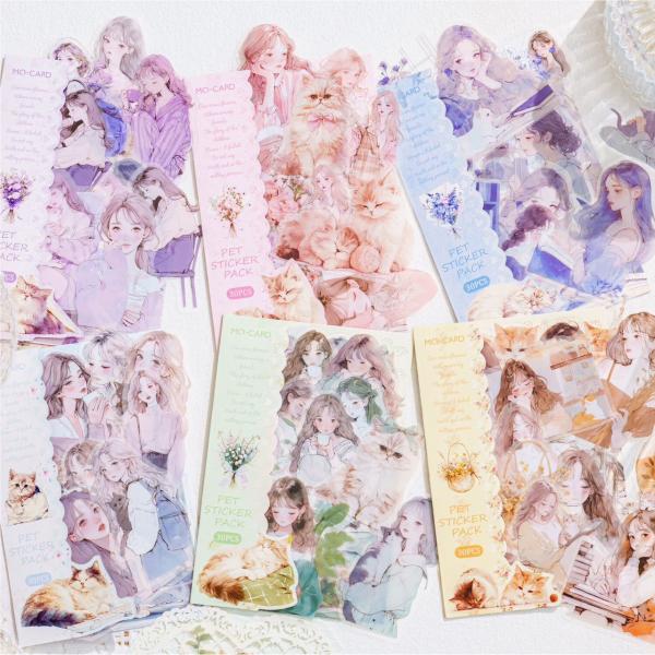 1885af 女の子 人物 シール ステッカー 全6種 30枚入 人物 クリア