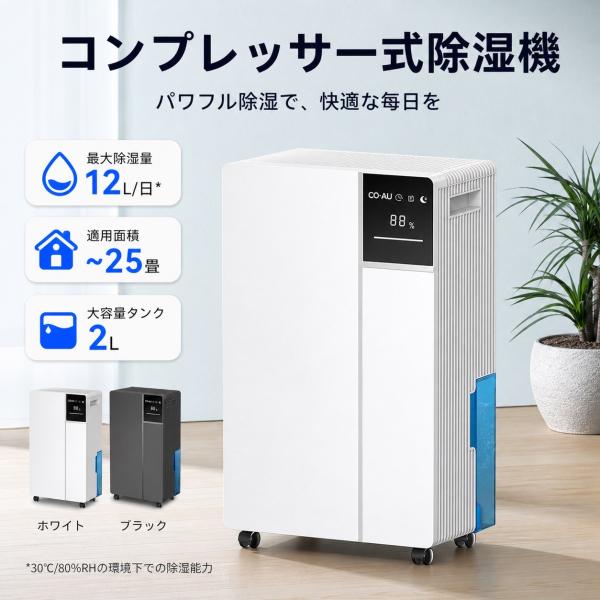 除湿機 12L 家庭用 静音設計 大容量 2L水タンク 省スペース 立式 コンパクト リビング 寝室 クローゼット 湿気対策 カビ対策 梅雨対策 室内干し 補助 家用