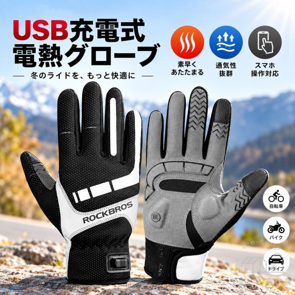 電熱グローブ バイク 発熱 防寒対策 ヒーターグローブ 裏起毛 スマホ操作 瞬間即熱 長時間作動充電式 ヒーター手袋 防水 防風 四層保温 即暖 省エネ 耐風撥水