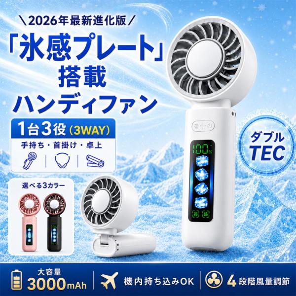 ネックファン 首掛け扇風機 半導体冷却 羽なし 冷却 3つ冷却プレート 軽量 360度冷却 携帯扇風機 4000mAh大容量 扇風機 dcモーター 静音 接触冷感 人気 2026