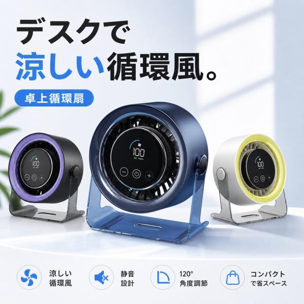 扇風機 卓上扇風機 小型扇風機 静音 強力 ミニ扇風機 ブラシレスモーター デスクトップファン USBインターフェース 静音設計 オフィス 家庭用