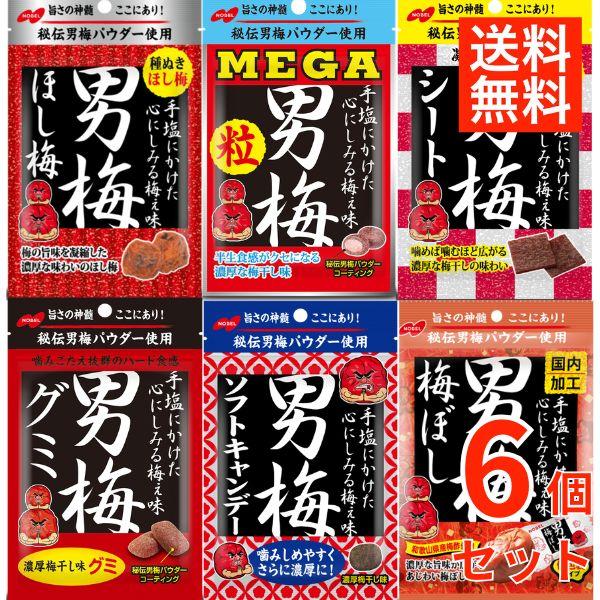 ノーベル 男梅グミ 6種6個 塩グミ 梅干し グミ 塩分補給 熱中症対策 ハードグミ 小袋 個包装 まとめ買い お菓子