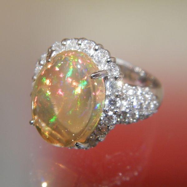 PT枠 メキシコオパールリング MOP5.54ct D1.40ct : 宝石時計サロン帝國 