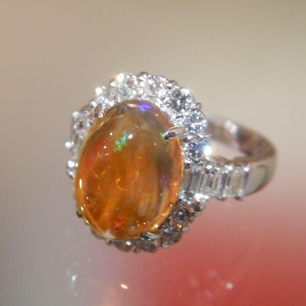 PT枠 メキシコオパールリング MOP4.12ct D1.21ct D4115 : 宝石時計 
