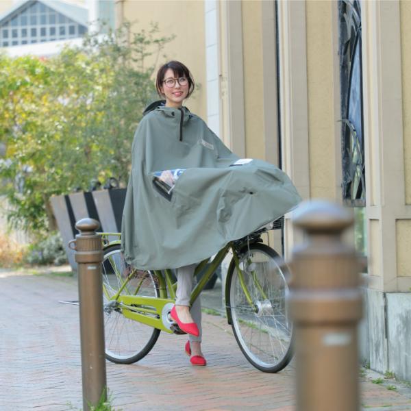 MARUTO(大久保製作所):自転車屋さんのポンチョnoble (ノーブル)カーキ Ｄ-3ＰＯ-ＰＧ 自転車 通勤 通学 雨 対策 レインポンチョ