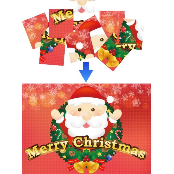 手品屋　ジャンボパズルシート　クリスマス（バラバラの紙が一瞬でつながって大きな１枚ののシートになる）