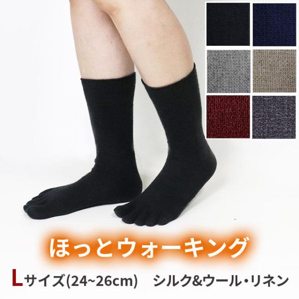 大法紡績 ほっとウォーキング 〔シルク&ウール・リネン〕 Lサイズ 〔24-26cm〕 全6色 【メール便可】