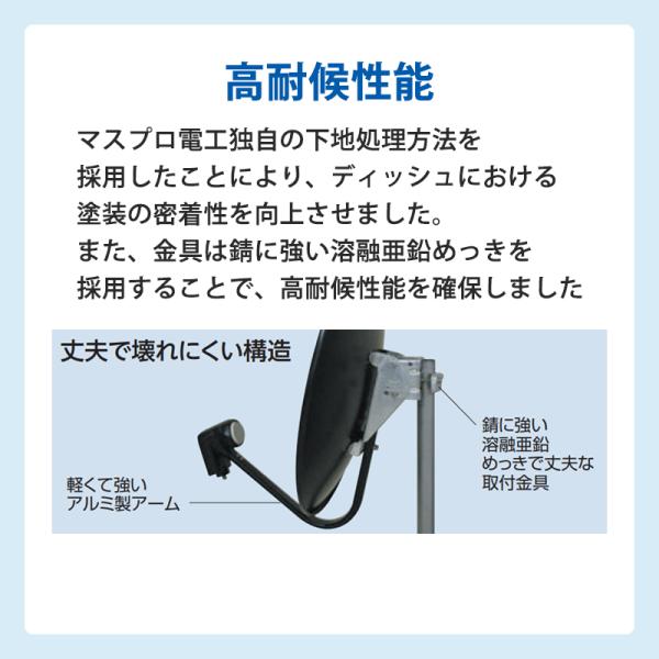 BS/110�xCS�A���e�i (45cm) �E�����~�Δg�Ή� �u���b�N MASPRO (�}�X�v��) BC45RL-BK�� ���i�摜4