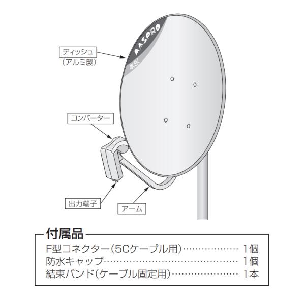 BS/110�xCS�A���e�i(45cm) �E�����~�Δg�Ή� MASPRO (�}�X�v��) BC45RL�� ���i�摜5