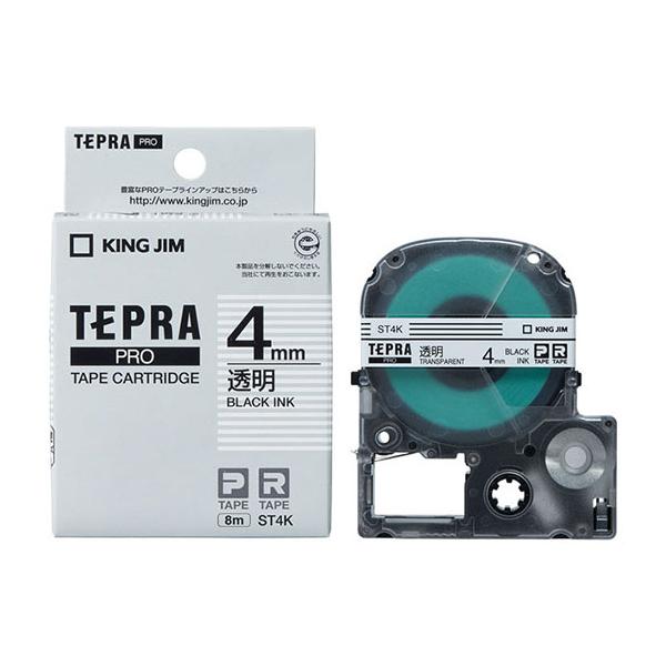 TEPRA PRO テプラPROテープカートリッジ 4mm 透明ラベル 黒文字 KING
