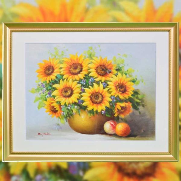 油彩画 絵画 黄金のひまわり 風水秘画 インテリア 新聞掲載 テレ 油彩画 絵画 黄金のひまわり 風水秘画 インテリア 新聞掲載 テレ