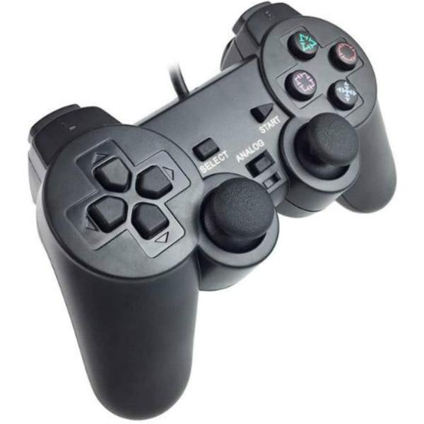PS2 アナログ コントローラー 互換品 PS1 対応 有線 ケーブル ブラック プレステ2