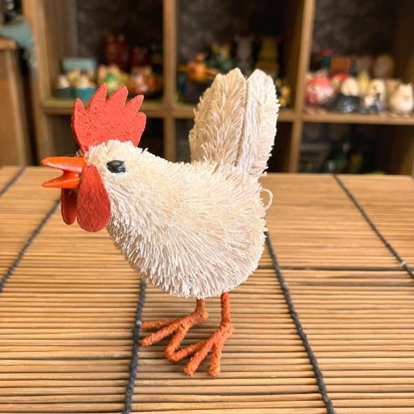 ニワトリ 置物 にわとり オブジェ ヤシ繊維 手作り お洒落 可愛い