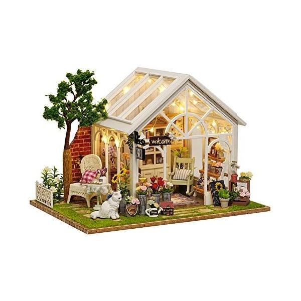 Moin Moin ドールハウス ミニチュア 手作りキット セット 青いリボンの看板猫がお出迎え 天窓で光があふれる花屋さん 豪華セット Ypt Or Id