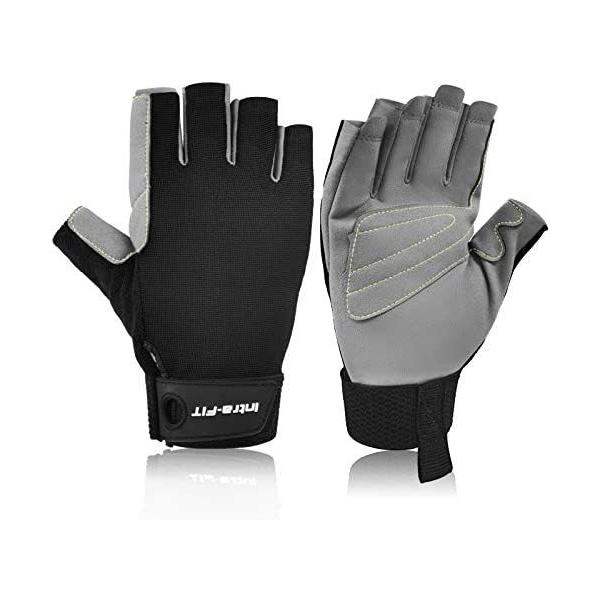 Intra-FIT 作業手袋 クライミング手袋 作業用手袋 背抜き手袋 クライミンググローブ レスキュー手袋 (ハーフフィンガー M)