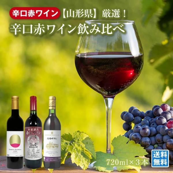 山形ワイン飲み比べ 人気赤辛口 720ml×3本 月山トラヤワイナリー高品質ぶどう 佐藤葡萄酒酸化防止剤無添加 朝日町ワイン 山形の赤 酒類