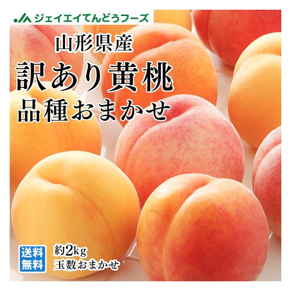 黄桃 桃 訳あり フルーツ 品種おまかせ 約2kg （玉数おまかせ） 山形県産 もも ご自宅用 JAグループ pc06