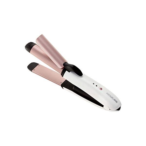 コイズミ カール&ストレート 2WAY ヘアアイロン 25mm コードレス 海外対応 USB充電式 ホワイト KHR-7430/W