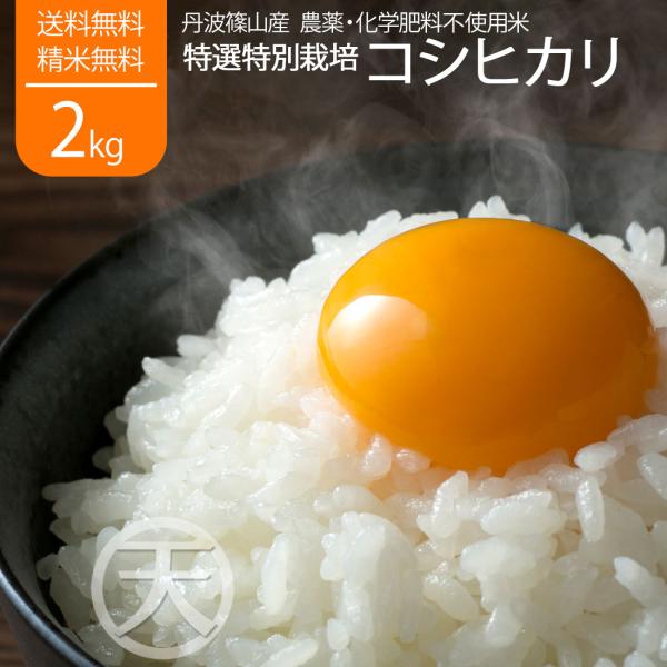お米 無農薬 コシヒカリ 2kg 丹波篠山産 新米 令和7年産 無化学肥料 特別栽培米 白米