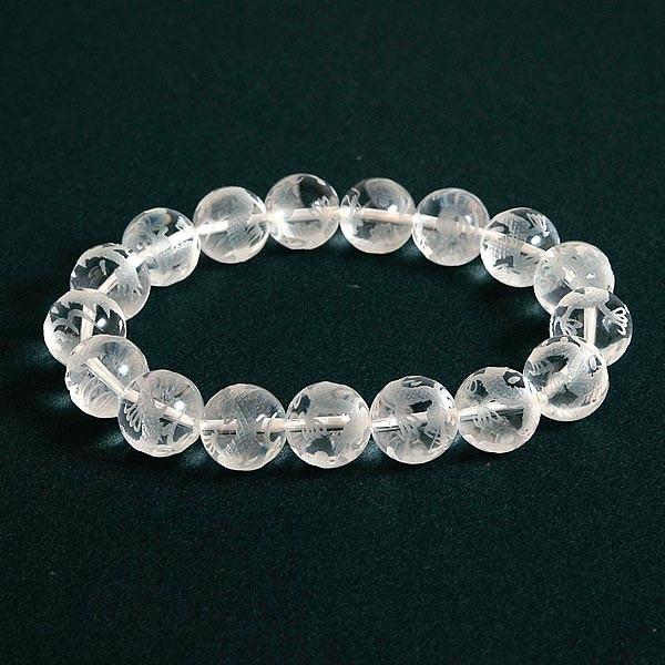 手彫り 〈青龍 素彫〉水晶 (12mm) ブレスレット パワーストーン 天然石