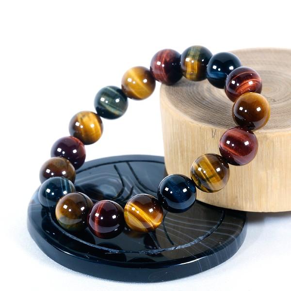 5A級 カラフル タイガーアイ 12mm ブレスレット パワーストーン 天然石
