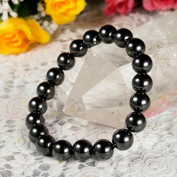 ヘマタイト (磁気付) 10mm ブレスレット パワーストーン 天然石 アクセサリー