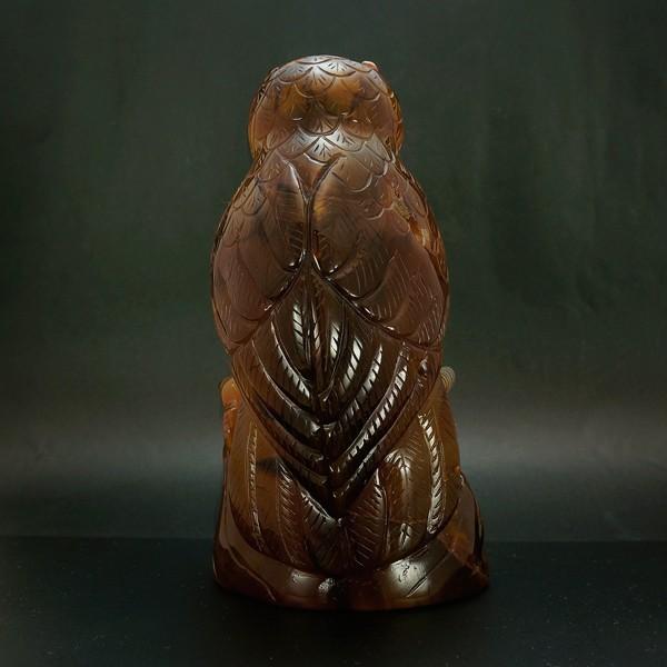 かわいいフクロウの彫刻 手彫り メノウ 瑪瑙 アゲート 水晶 置物 サイズ約W83×D80×H165 mm 重量約1351g インテリア 置物