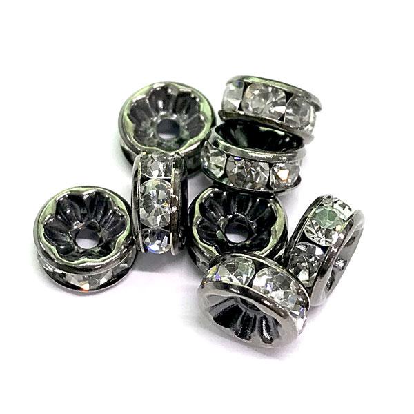 ブラックロンデル（真鍮、平型直線）☆100点入り (6mm-10mm) 天然石 
