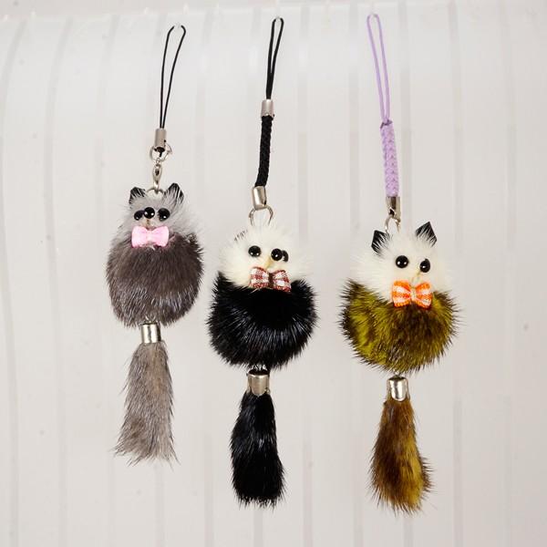 【新品】ミンクの毛のストラップ 贅沢 ふわふわミンクストラップ アライグマ : テンカYahoo!ショップ
