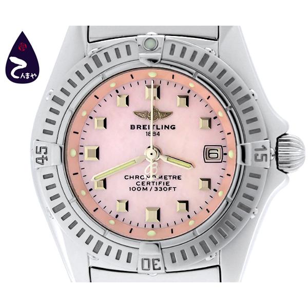 【本物保証】 希少 レア 超美品 ブライトリング BREITLING カリスティーノ デイト B52345 ライトピンク文字盤 SS クォーツ 28mm 腕時計 ブライトリング（BREITLING） カリスティーノ SS×YG レディース 時計