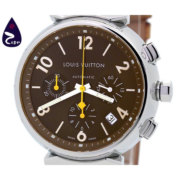 質shop天満屋 人気 ルイ ヴィトン タンブール クロノグラフ メンズ 自動巻き Ss 革 デイト ブラウン文字盤 Q1121 Y3t1r 質shop天満屋 通販 Yahoo ショッピング