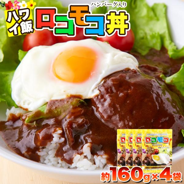 ロコモコ丼 ハンバーグ入り 640g(160g×4袋)  簡単 惣菜 調理 単身 爆買【送料無料ポスト投函Y】