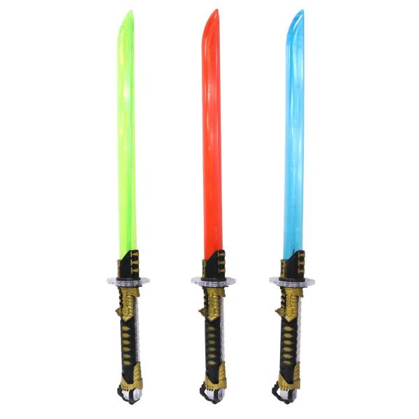 ●本体サイズ：8.7×75.5×6.5cm●重量：519g●パッケージタイプ：ヘッダー付きPP袋●製品素材：PVC●生産地：中国光る！音が鳴る！75.5cmの長刀です！単三電池3本付属レッド、グリーン、ブルーの3色、各1個のセットです！爆買