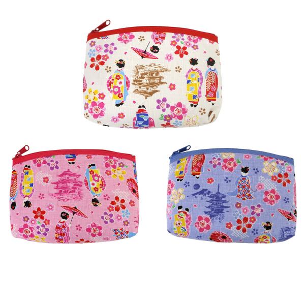舞妓小町 ブレスポーチ 日本製 3色セット 和柄 かわいい 和雑貨 コットン100％ 小物入れ ギフト お土産 303-746