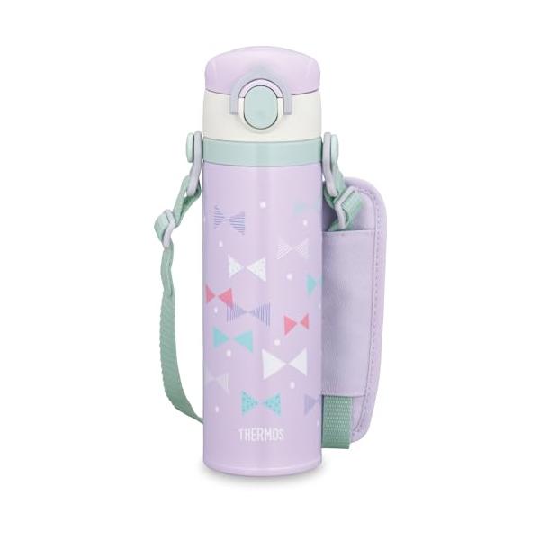 サーモス 水筒 真空断熱キッズケータイマグ 500ml パステルパープル 取りはずしできるストラップ 肩に優しいショルダーパット付き 子供用 通